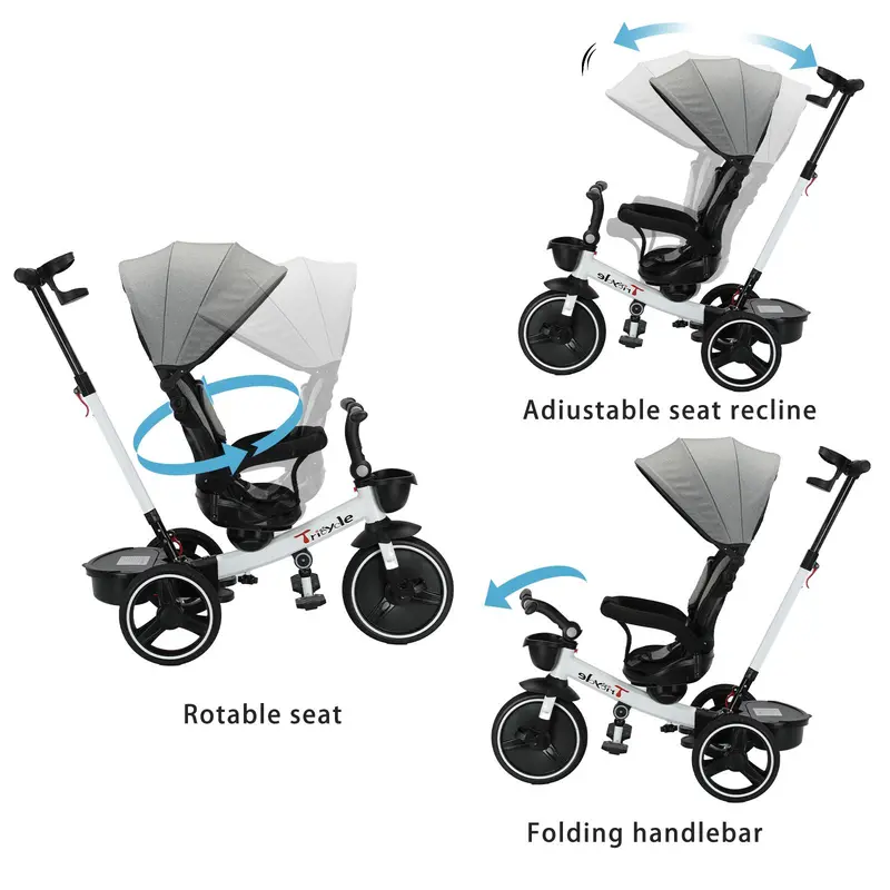 Ubravoo Baby Stroller Tricycle Ride Bike , 360 Degree Rotation Sitting & Lying,Celerity Disassembly & Assembly,1-5 Years 2