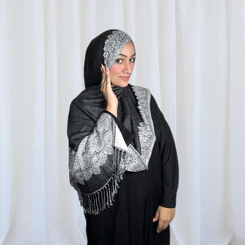 Bordered Pashmina Hijabs - 6 Different Colours 2