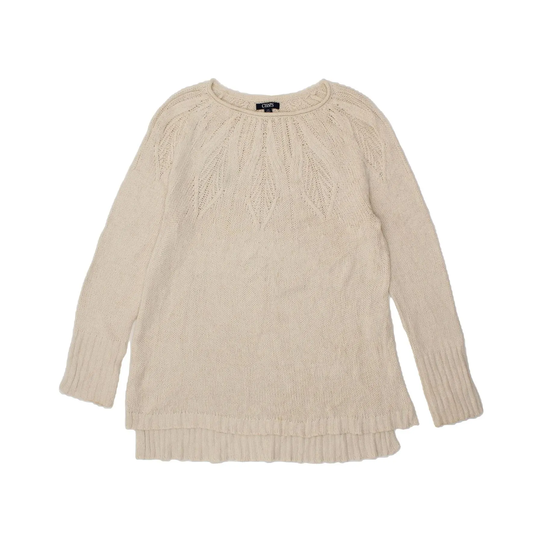 Pre-Owned Vintage CHAPS Womens Boat Neck Jumper Sweater UK 16 Large Off White Cotton