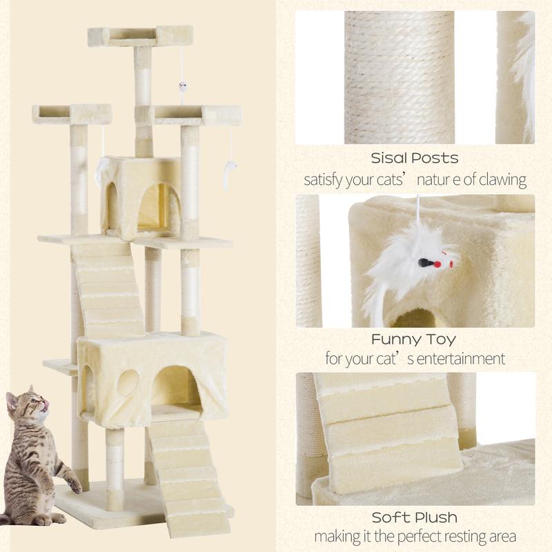 Cat Tree for Indoor Cats Play Tower Activity Center Kitten Scratch Post Climbing Tower 181 cm 4