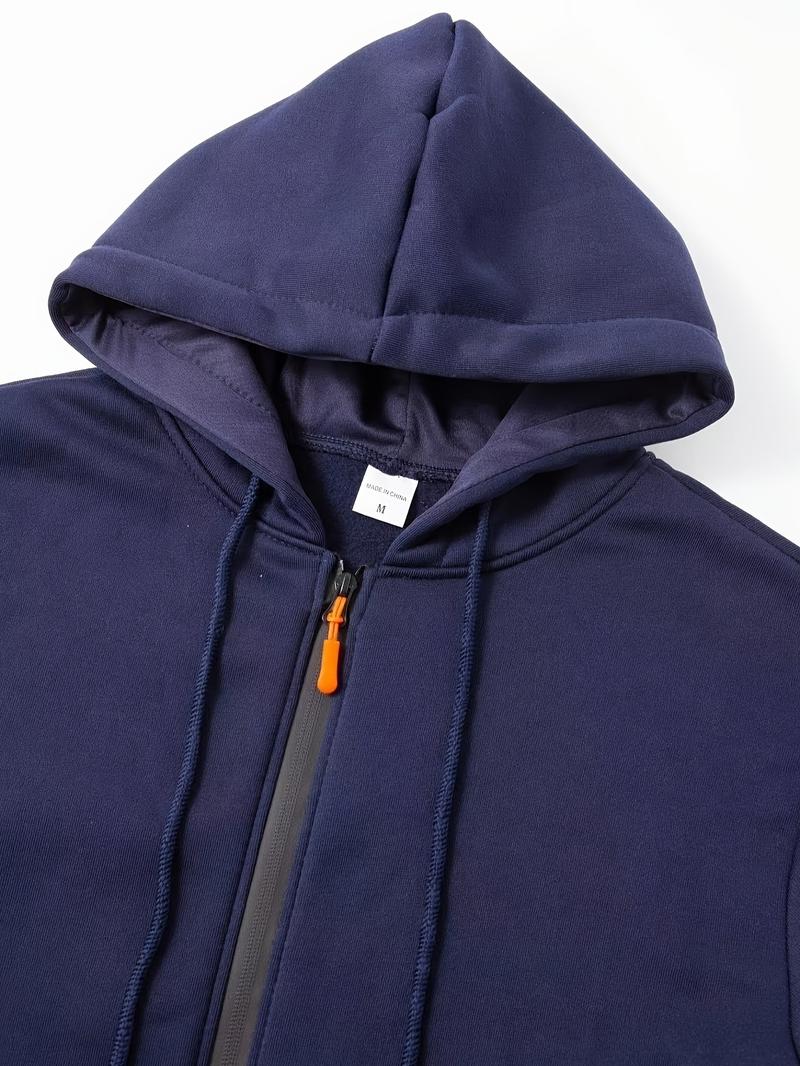 Product Introduction of Trendy Solid Color Hooded Long Sleeve Zip Up Sweatshirt Jacket - Fashion Hoodies with Chic Design, Comfy Sports Wear for Casual Occasions - Soft, Breathable, and Stylish Menswear Tops 2