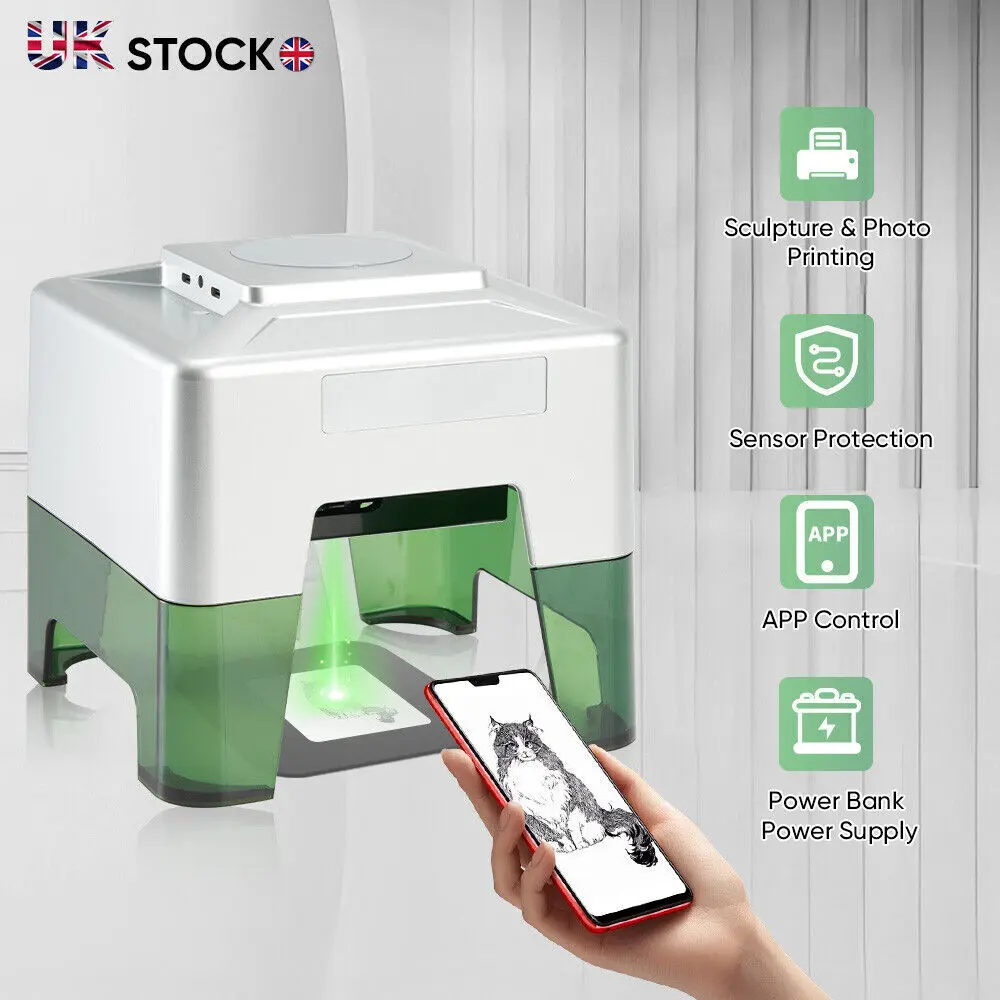 CNC Laser Engraving Machine Bluetooth Mini DIY Laser Printer Phone App Control~ photo