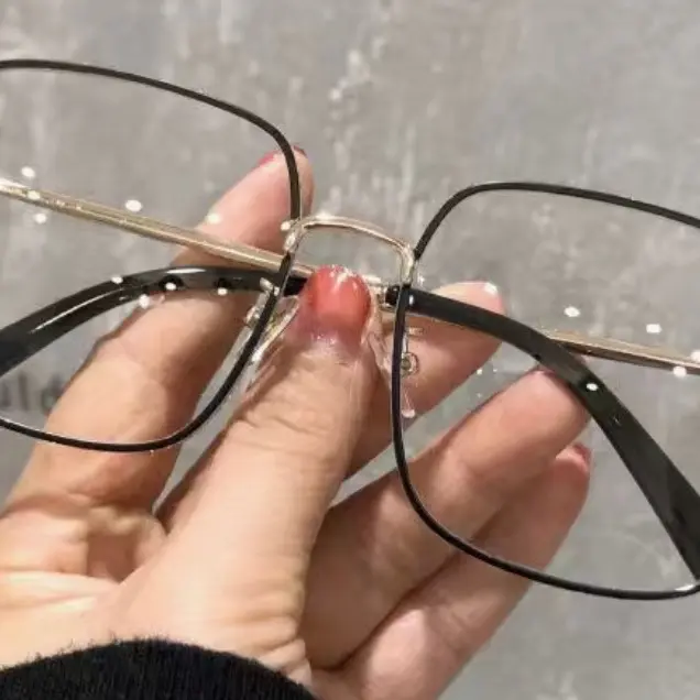Clear lens fashion women glasses metal gold frame