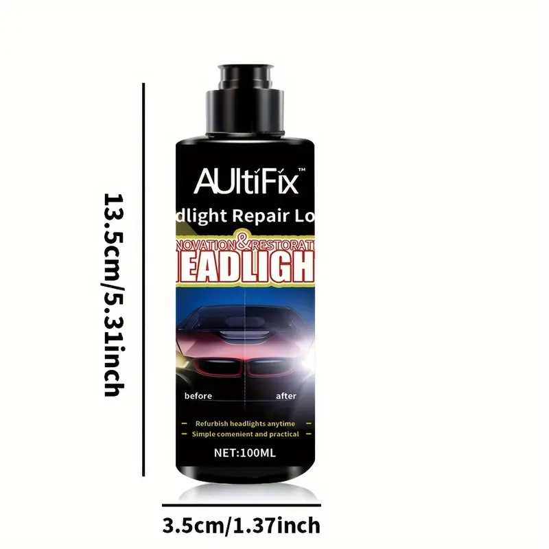 AULTIFIX Car Headlight Repair Cream, 100ml, Anti-Oxidation & Scratch Repair, PVC Plastic Polish, Universal Fit for Car Light Maintenance & Care 4