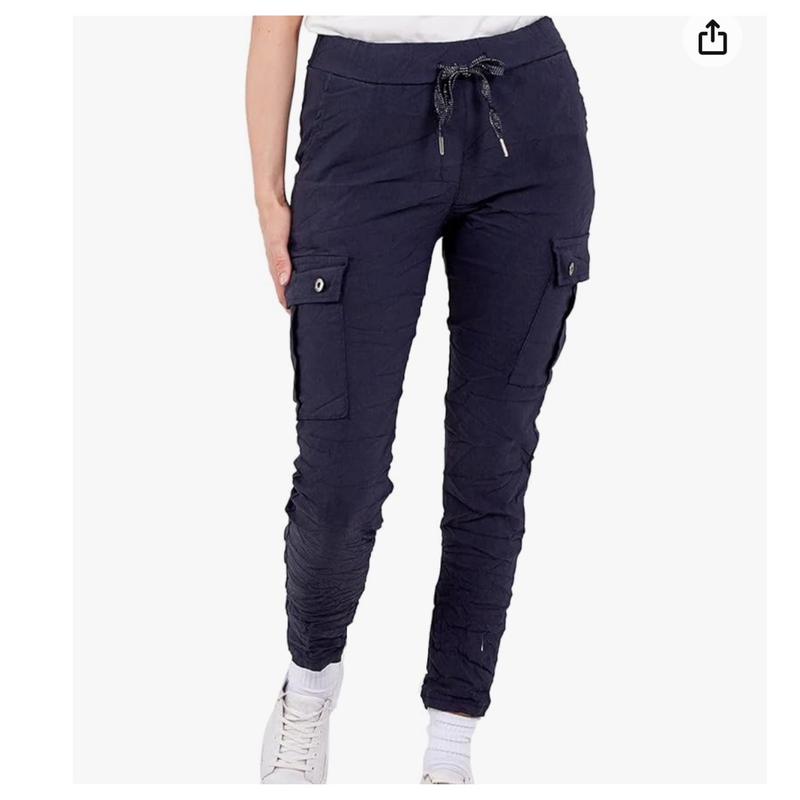 Shelly Cargo Magic Trousers  Ladies Magic Super Stretch Italian Side Pocket  Womens Crushed Casual Leggings Drawstring 8-22 Womenswear Lady Pants Stretchy Comfort Basic Fabric Fit 1