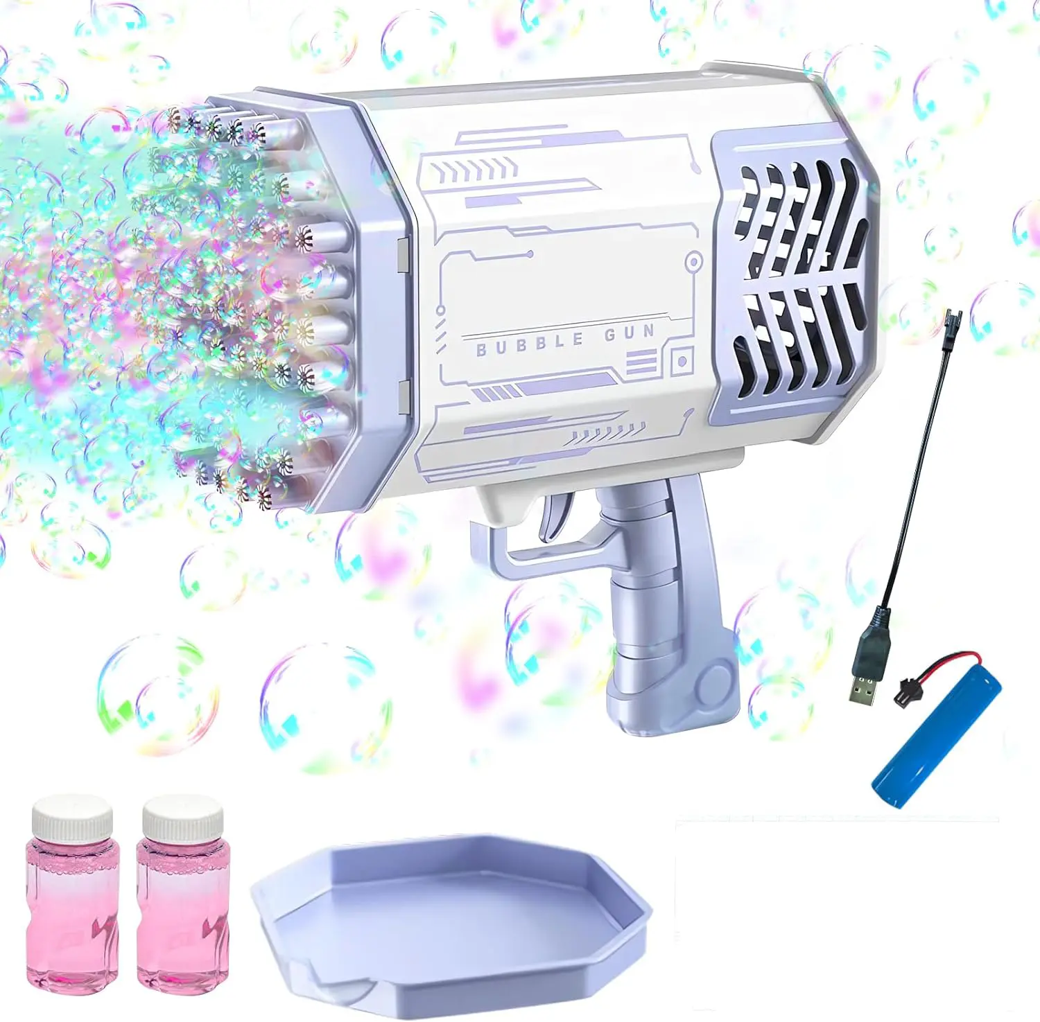 Purple 69 Hole Bubble Bazooka Gun Bubble Gun Rocket Launcher Bubble Machine Kid Outdoor bubblemachine bubbleblaster