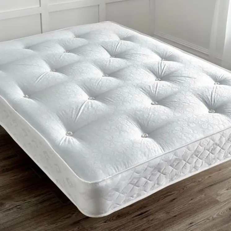 Black Solid Divan Bed Set with Bonnell Spring Mattress and Plain Headboard - Free 48hr 2Man Delivery beds 1