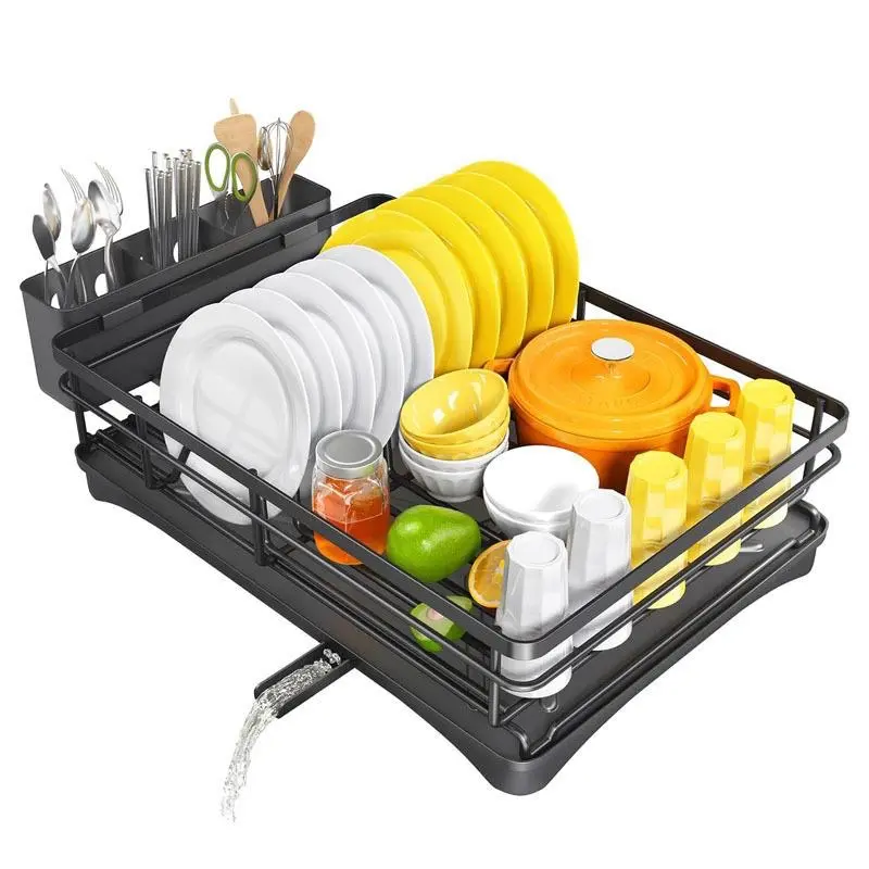 Kitchen Dish Drainer Rack with Utensil Holder - Multifunctional Countertop Organiser for 1 or 2 Dishes Christmas gift drying
