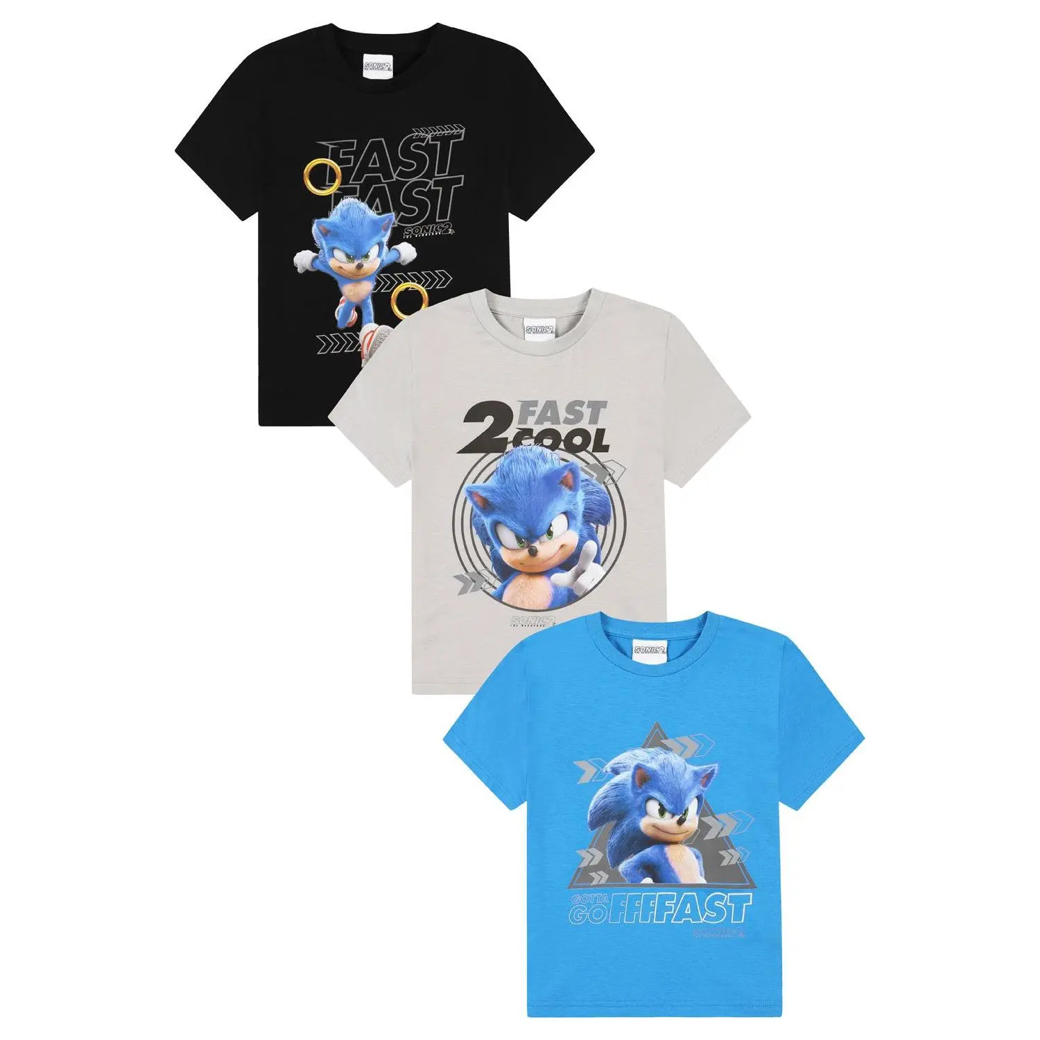 Sonic The Hedgehog 3 Pack Kids T-Shirts Boys Multipack