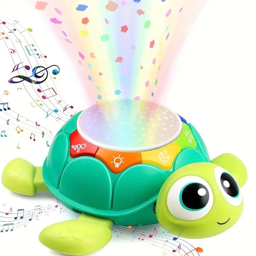 Crawling Turtle Encourage Toy, Musical, Projector Lights And Sound, Premium Quality 19cm With Remote Control, Educational Walking And Musical Turtle Baby toys For Unisex, Suitable 18 months plus