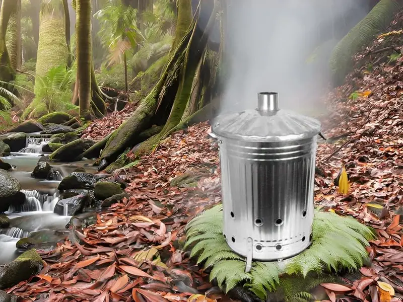 90 Litre 90L Extra Large Galvanised Metal Incinerator Recycle Garden Rubbish Fire Burning Bin Leaves Wood Burner 2