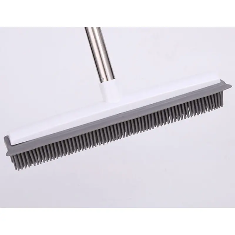 2 in 1 Rubber Broom Brush Pet Hair Remover Bristle Carpet Cleaning Broom UK Silicone Wooden 4