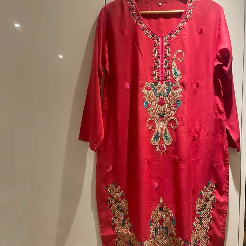 Pakistani embroidery linen Kurta Asiany Kurti, Pakistani Womenswear Traditional Dress Clothes Comfort