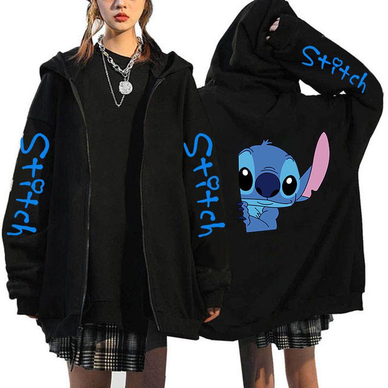 Product Introduction of Oversized Y2k Zip-up Hoodie  Women's Lilo & Stitch Costume Winter Clothes Woman Long Sleeve Warm Jacket Zip-up Street Tops 4