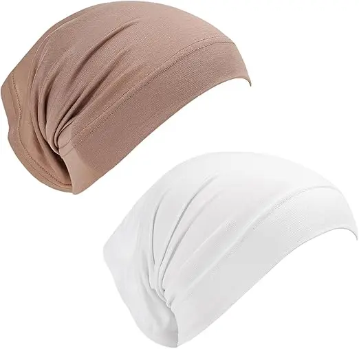 2 Packs Women Hijab Undercap Cotton Tube Cap Hijab Breathable Hijab Cap Underscarf Hijab Scarf for Women Muslim Headscarf Headwrap Black UnderCap for Hijab Underscarf Cap Hijab Under Caps For Women 6