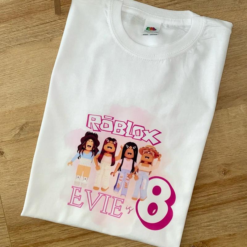 Personalised Roblox Birthday T-shirt, Roblox Birthday t-shirt, Roblox, Kids Roblox T-shirts, Kids Birthday T-shirts, Girls roblox tshirt 4