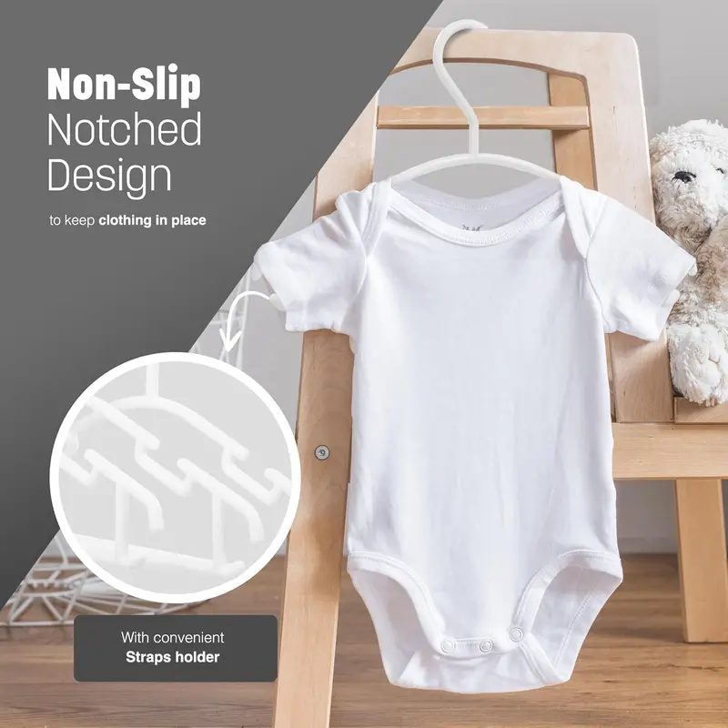 36 Pack Children's Hangers, Plastic, Nonslip Baby Coat Hangers, Space Saving Tubular Hangers, More Storage for Kids Children Clothes Dresses (White) Organiser Hanging 5