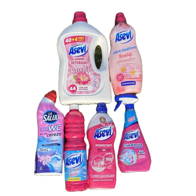 Spanish Cleaning Pink Bundle - Laundry, Floor Cleaner, Toilet Cleaner, Stain Remover, Disinfectant, Fabric Conditioner - Household 0