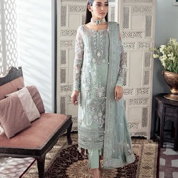 Alisha Eid Wedding Pakistani Designer Readymade Salwar Kameez | Embroidered Net Suit with Silk Trouser | Party Ready Festive Outfit