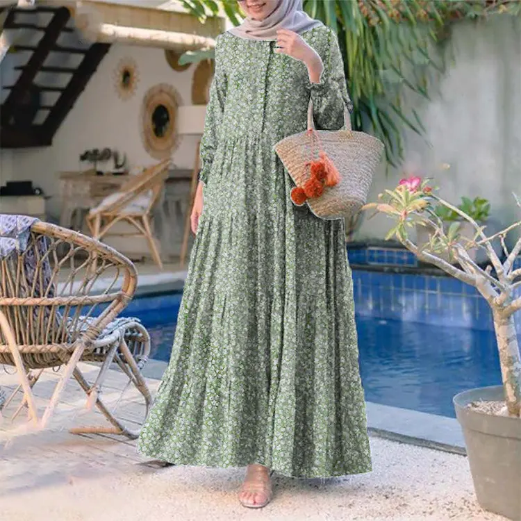 HS0620 HASA SERIES Rayon Long Dress Flower Design plain minimalist 2