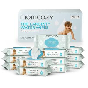 Water Wipes for Baby, Momcozy Water Wipes-Extra Large Size Design, Cleansing & Moisturizing Kid Wipes, Baby Stuff Girl Boy Items Unscented Infant Wipe Portable Mother Mom Gift Convenient Travel Gifts Momcozywipes Safe Baby Wipe Sensitive Skin Baby Wipes