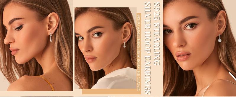 Product Introduction of Milacolato Silver Gold Hoop Earrings for Women,  Silver Huggie Hoop Earrings Hypoallergenic Huggie Earrings with Star/Heart/Coin/Snake Pendant Drop Dangle Earrings 3