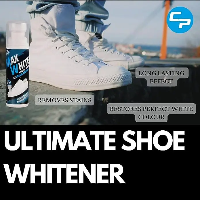 Crease Protect Max White Sneaker Whitener | White Shoe Polish for Leather, Canvas and Trainers | Restores Original White Color | Water-Resistant and Long-Lasting | Easy Sponge Applicator | 75ml 4