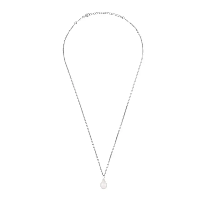 Men's Fine Curb Chain and Pearl Necklace 2