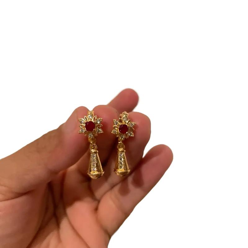 Rose Gold Plated Teardrop Dangle Stud Earrings for Women 0