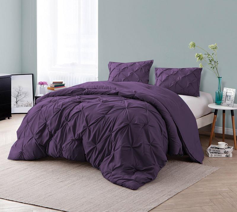 Microfiber Pintuck Pinch Pleat Duvet Cover Sets with Pillowcase Ultrasoft Brushed Easy Care Machine Washable Single Double King SuperKing Size White Bedding Set Grey Covers 5
