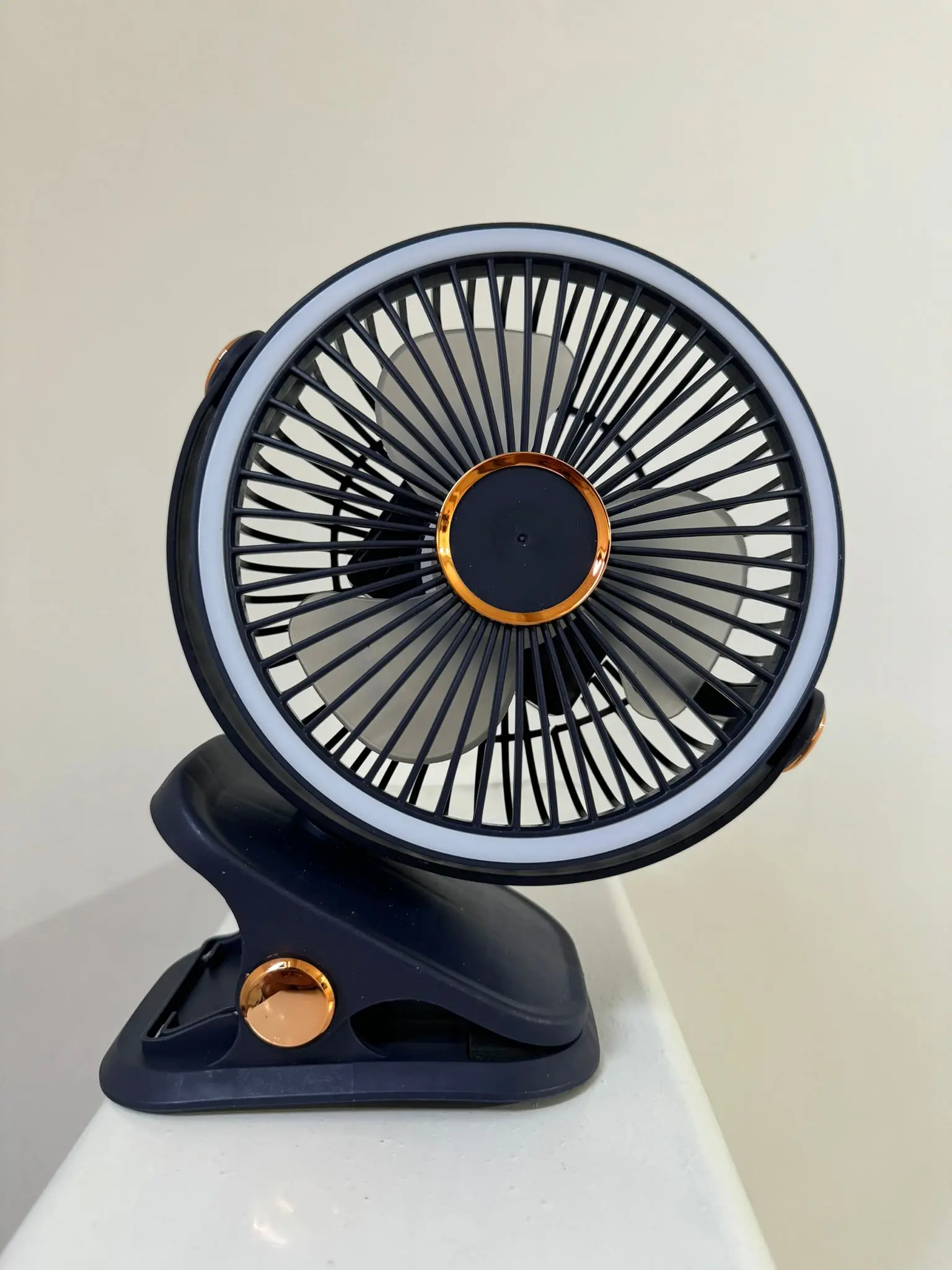 USB Desk Fan 720° Rotation Small Desk Clip on Fan wit light, Sturdy Clamp, Quiet Little Personal Cooling Fan Personal Quiet Fan Portable Stroller Fan, for Bedroom Office Desktop Treadmill