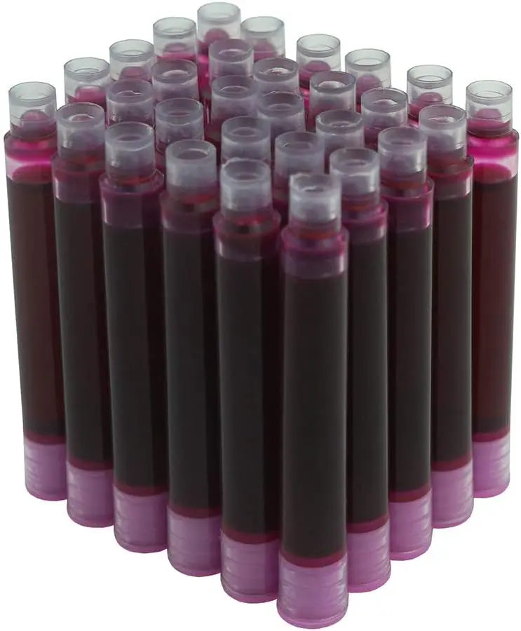 TRAHOO-Hongdian Fountain Pen Pink Ink Cartridges, Set of 30 Refill Ink Cartridges, 3.4 mm Bore Diameter