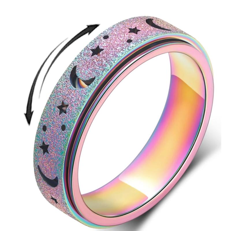 Fidget Ring Anxiety Relief Ring for Men Women Stainless Steel Titanium Spinning Ring Fidget Toy Adult Rose Gold Size 6-10 2