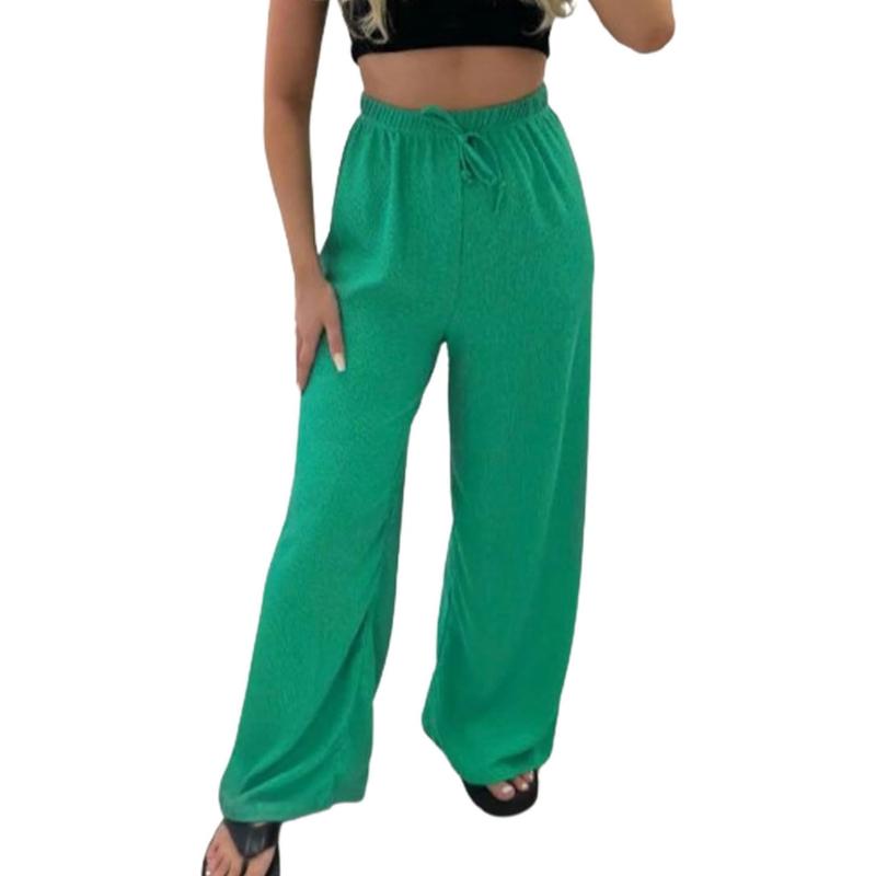 Ladies Wide Leg Straight Plain High Waisted Stretchy Palazzo Trousers, Loose Pants, Pajamas Bottoms Fit Soft Womenswear Comfortable Elegant Loungewear 2