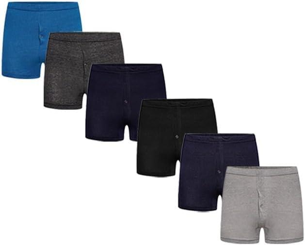 ASRL Pack Of 6 Mens Boxers Plain Assorted Shorts Underwear. Cotton Fabric 0