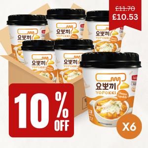 Yopokki Rice Cake Cup 120g x 6 Bundle - Cheese/Jjajang/Sweet & Spicy - Instant, Food