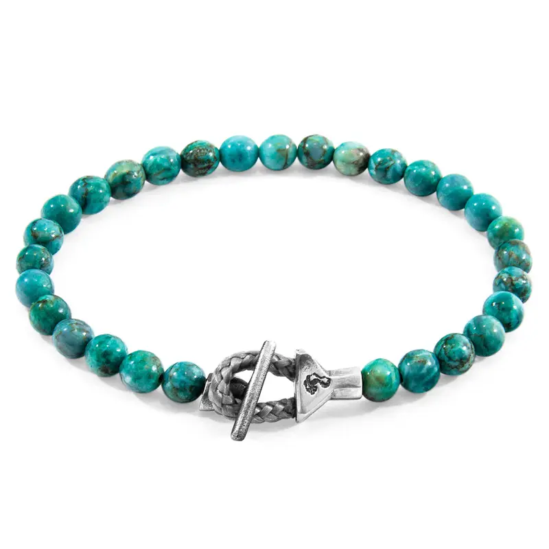 Blue Turquoise Mantaro Silver and Stone Bracelet 0