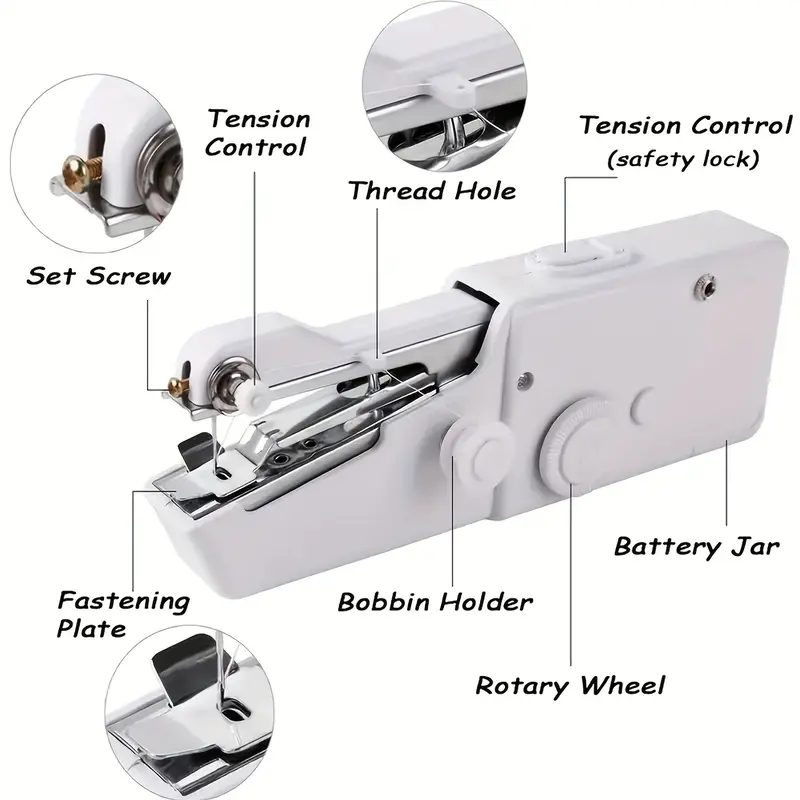 1pc Handheld Sewing Machine Mini Sewing Machines, Portable Sewing Machine Quick Handheld Stitch Tool For Fabric, Cloth, Clothing (battery Not Included, Self-prepared 4 AAA Batteries) 7
