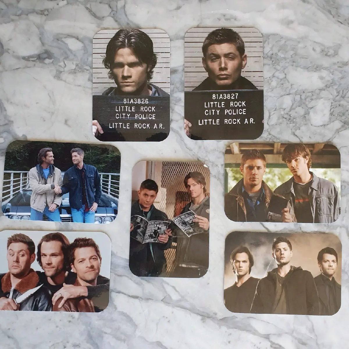 Supernatural Tv Show Mini Photocards set (7pcs) - Dean Winchester, Sam Winchester, castiel