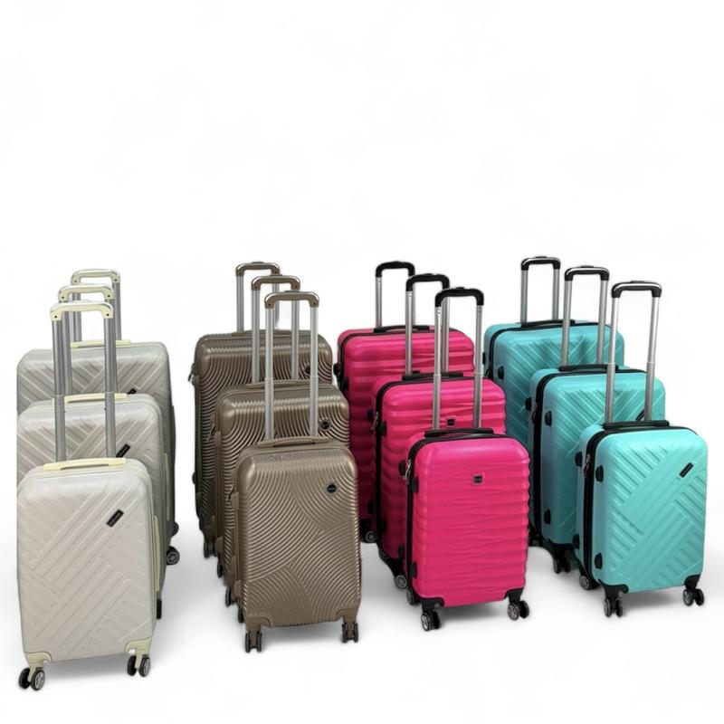 ABS Hard Shell London Zip Suitcase with Combination Lock - Black, Dark Grey, Lilac, Navy Blue - Small, Medium, Large Sizes - Set of 3 5