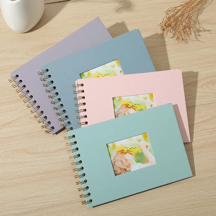 Woodside Home Living Spiral Bound Scrap Book Style Photo Album - 21.5cm x 15cm - Green 1