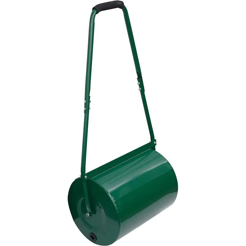 30L/38L/46L Heavy Duty Garden Grass Lawn Roller - Large Water or Sand Filled Drum, Galvanized Steel Construction, Scraper Bar & Collapsible Handle for Levelling Uneven Ground - Green (30 Liter) 2