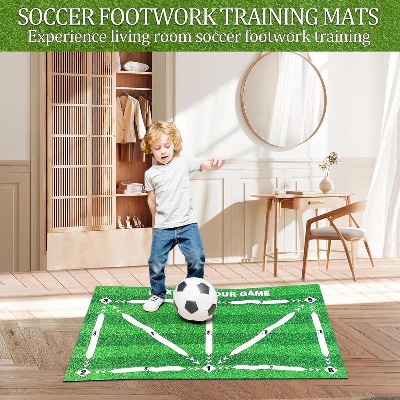 2 PCS Football Training Mat, 40 x 60cm Soccer Training Mat, Non Slip Soccer Skills Training Mat, Non-Slip Shock Dribble Silent Soccer Sports Mat, Football Training Mat for Indoor Football Training 3