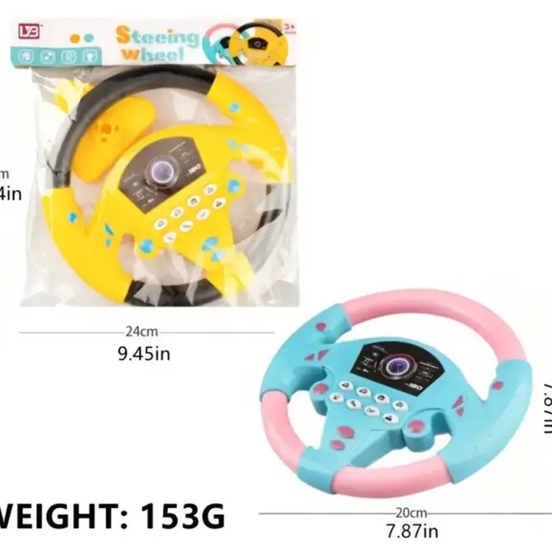 Eletric Steering Wheel Toy with Light Sound for Baby Kids - Educational Portable Simulated Driving Steering Wheel Vocal 2