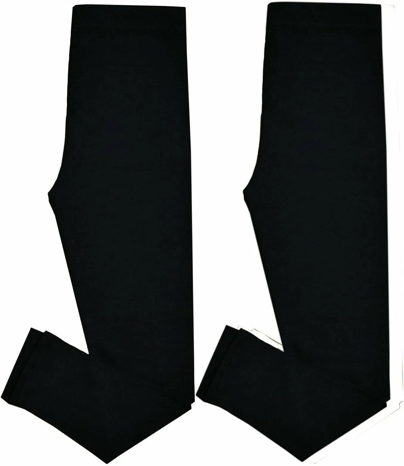 LUXE DIVA New 2 Pack Girls Kids Plain Stretch Cotton Rich Full Length Leggings 5-13 Years