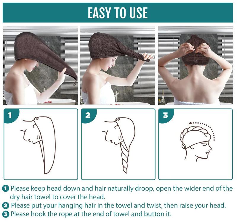 Microfiber Magic Hair Turban Towel Bath Wrap Quick Fast Drying Dryer Hair Cap   Shower Lightweight Traditional 5