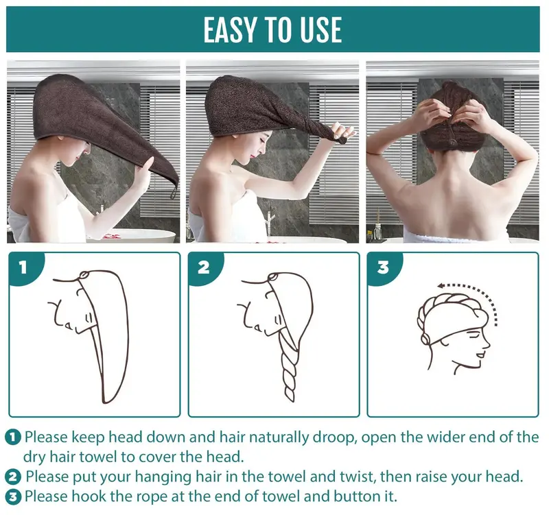 Microfiber Magic Hair Turban Towel Bath Wrap Quick Fast Drying Dryer Hair Cap   Shower Lightweight Traditional 5