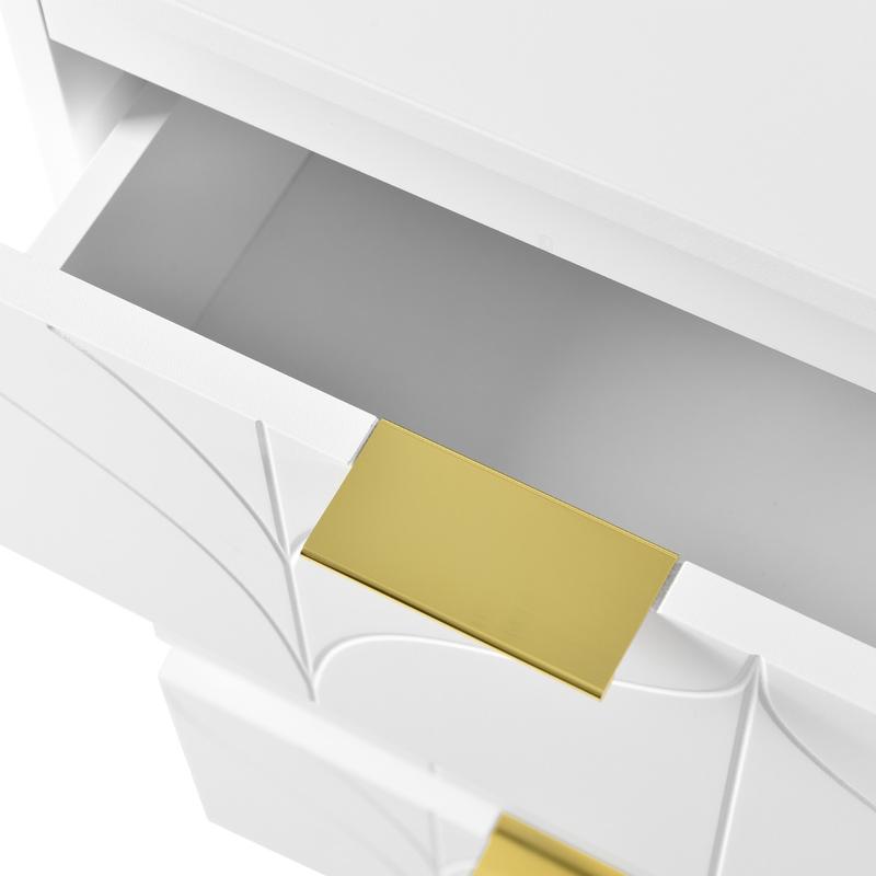 Product Introduction of Dressing Table with Side Table, Bedroom Dressing Tables, Office Table with 6 Drawers, Gold-Plated Handles, Rotating Table Top (180°), Floral Pattern, Shock-Resistant Rounded Corners, White (Without Mirror and Stool) 28