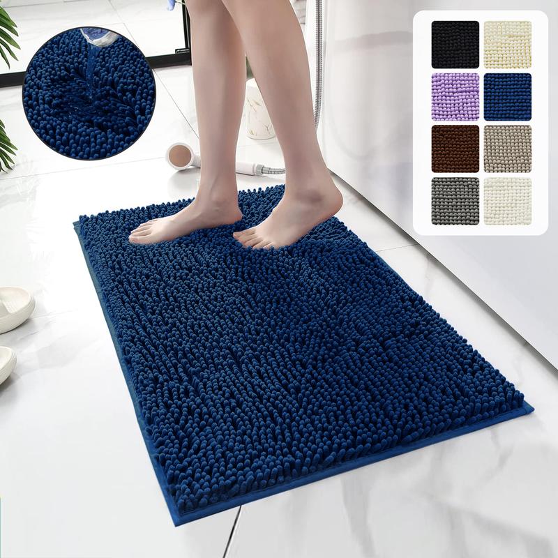 Moonlight Bedding Bath Mats Non Slip Anti Mould – Chenille Shower Mats Machine Washable Bathroom Mats Super Absorbent Extra Soft Fluffy Bathmats Cosy Nature 1