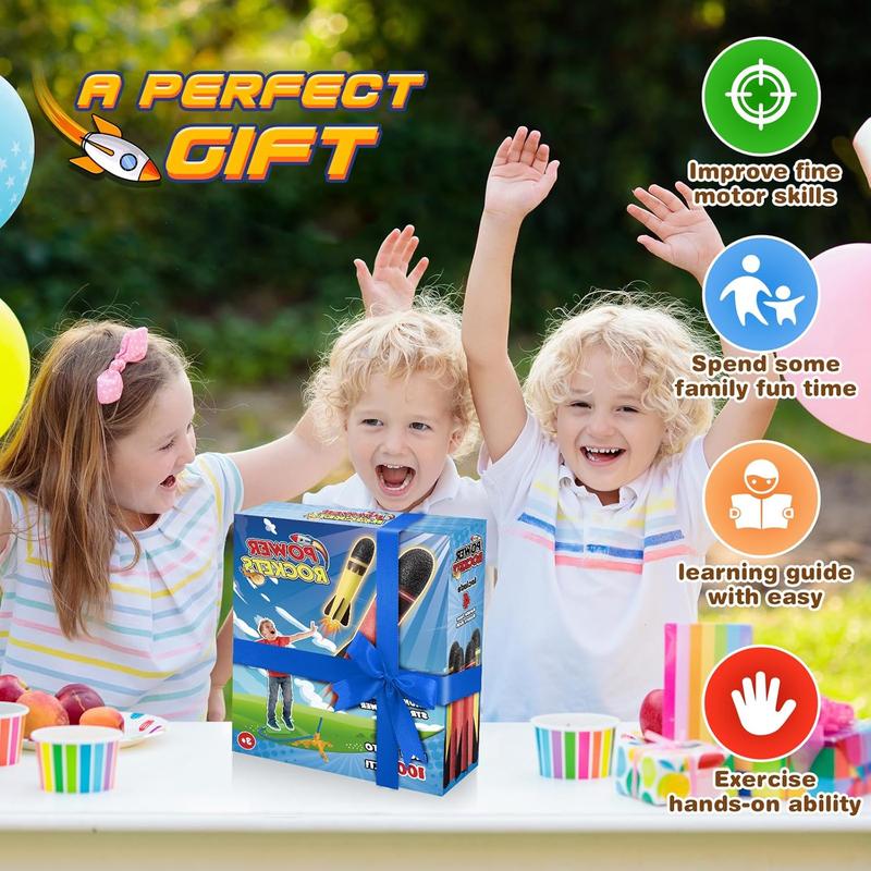 Rocket Toy for Kids, 6 Rocket Toys (3 LED + 3 Foam) with Stickers, Ideal Gift Set for Outdoor & Indoor Play 2